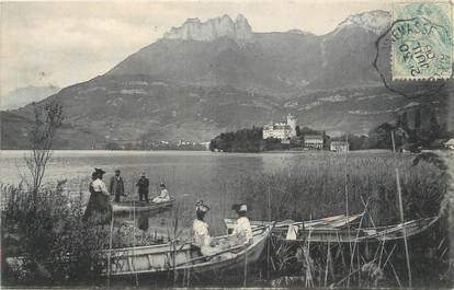 CPA FRANCE 74 " Duingt, Le Lac d'Annecy, Le château, La Dent du Lanfon"