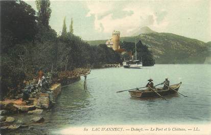 CPA FRANCE 74 " Duingt, Le Lac d'Annecy, Le port et le château"