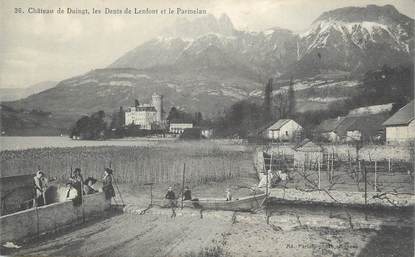 CPA FRANCE 74 " Duingt, Le château, les Dents de Lenfont et le Parmelan"