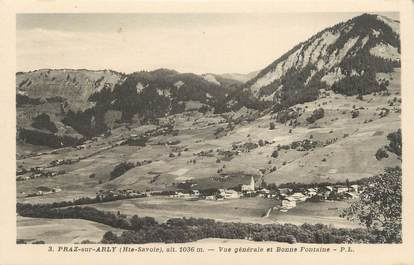 CPA FRANCE 74 " Praz sur Arly, Vue générale et Bonne Fontaine"