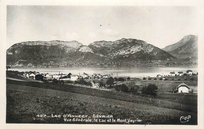 CPSM FRANCE 74 " Sevrier, Vue générale , le lac et le Mont Veyrier"