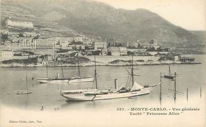 CPA MONACO "Monte Carlo, vue générale, le Yacht Princesse Alice"