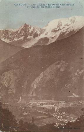 CPA FRANCE 74 " Chedde, Les usines, la route de Chamonix et le Mont Blanc"