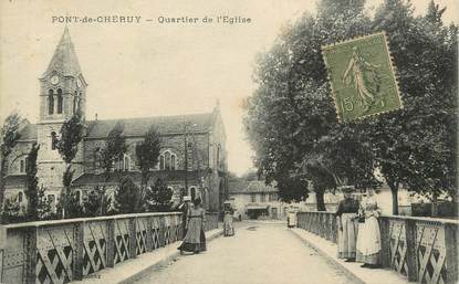 CPA FRANCE 38 " Pont de Chéruy, Quartier de l'église"