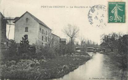 CPA FRANCE 38 " Pont de Chéruy, La Bourbre et le Monlin"