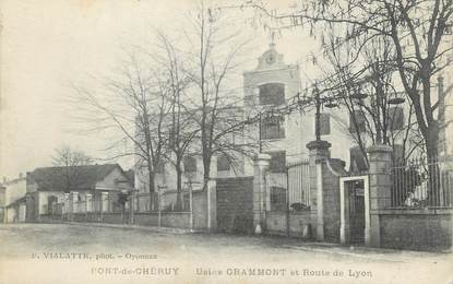 CPA FRANCE 38 " Pont de Chéruy, Usines Grammont et route de Lyon"