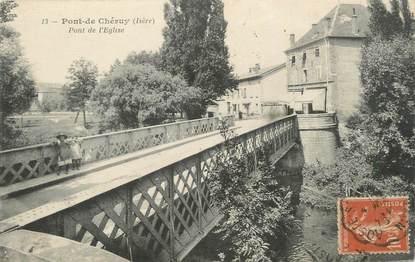 CPA FRANCE 38 " Pont de Chéruy, Le pont de l'église"