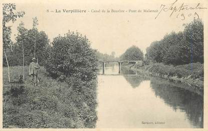 CPA FRANCE 38 " La Verpillère, Le canal de la Bourbre, le Pont de Malatrait"
