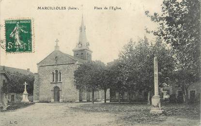 CPA FRANCE 38 " Marcilloles, Place de l'église"