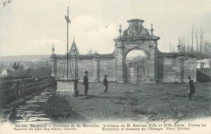 CPA FRANCE 38 " Saint Antoine, Entrée du cimetière et terrasse de l'Abbaye"