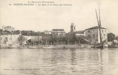 CPA FRANCE 83 " Ste Maxime, Le quai et la Place des Palmiers"