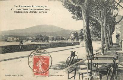 CPA FRANCE 83 " Ste Maxime, Boulevard du Littoral et la plage"