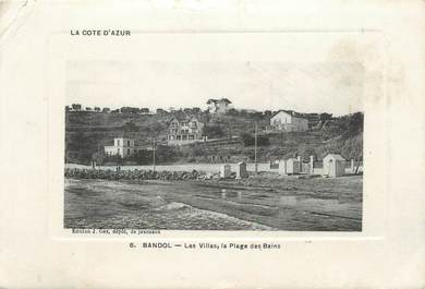 CPA FRANCE 83 " Bandol, Les villas et la plage des bains"