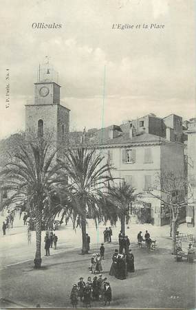 CPA FRANCE 83 " Ollioules, L'église et la place"