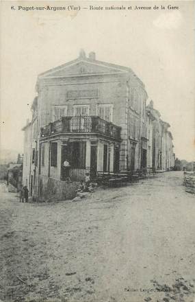 CPA FRANCE 83 " Puget sur Argens, Route Nationale et Avenue de la Gare"