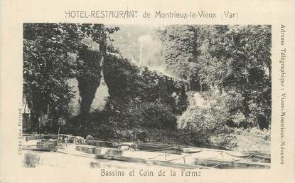 CPA FRANCE 83 " Montrieux le Vieux, Hôtel Restaurant , Bassins et coin de la ferme"