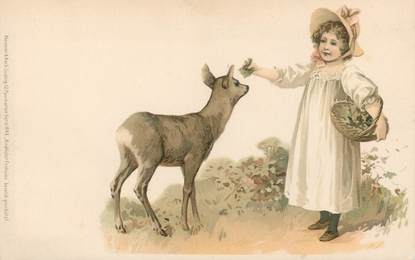 CPA ENFANT "Petite fille et le faon "   /  Editeur AMB