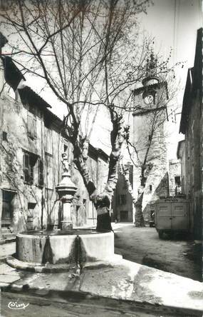 CPSM FRANCE 83 " La Roquebrussanne, Place de la Fontaine et l'Horloge"