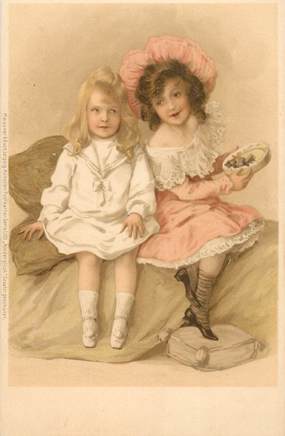 CPA ENFANT  dessiné "Petites filles "   /  Editeur AMB