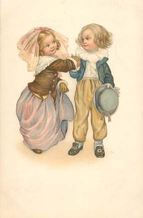 CPA ENFANT  dessiné "Petits enfants dansant "  /  Editeur AMB