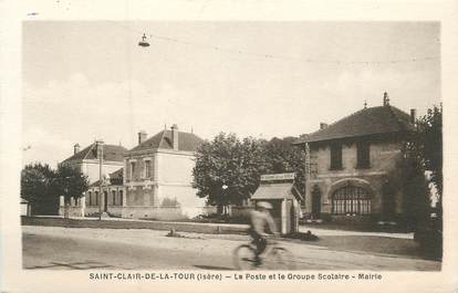CPA FRANCE 38 " St Clair de la Tour, La Poste et le groupe scolaire, la Mairie"