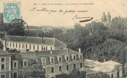 CPA FRANCE 37 " Tours, Le Lycée et la Cathédrale"