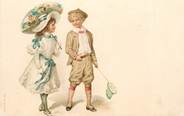 Enfant CPA ENFANT  dessiné "petite fille et son ombrelle"   /  Editeur AMB