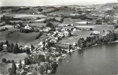 CPSM FRANCE 38 " Paladru, Vue générale aérienne sur les bords du lac et le village"