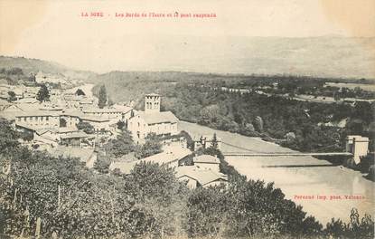 CPA FRANCE 38 " La Sone, Les bords de l'Isère et le pont suspendu"