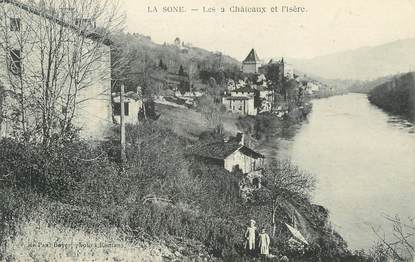 CPA FRANCE 38 " La Sone, Les 2 Châteaux et l'Isère"