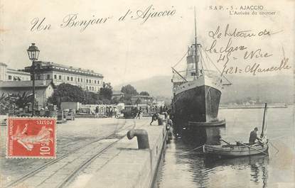 CPA FRANCE 20 " Corse, Ajaccio, L'arrivée du courrier"