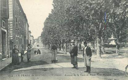 CPA FRANCE 38 "Le Péage de Roussillon, Avenue de la Gare et Place Morand"