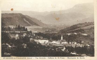 CPA FRANCE 38 "St Geoire en Valdaine, Vue générale et collines de St Franc, Montagnes de Savoie"