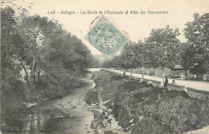 CPA FRANCE 13 " Aubagne, Les bords de l'Huveaune et Allée des Marronniers"