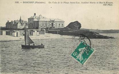 CPA FRANCE 29 " Roscoff, Un coin de la plage St Luc, Institut Marin et Roc'h-Kroum"