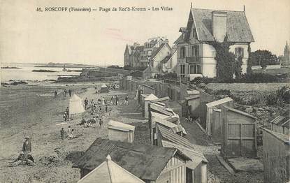CPA FRANCE 29 " Roscoff, La plage de Roc'h - Kroum, les villas"