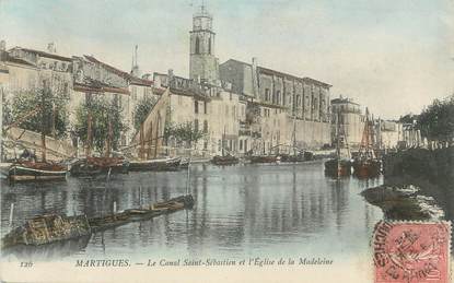CPA FRANCE 13 "Martigues, Le canal St Sébastien et l'église de la Madeleine"