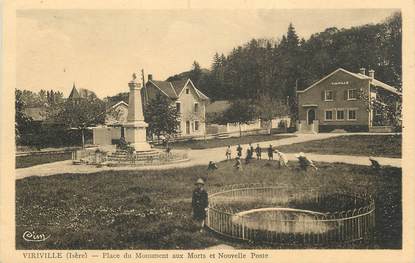 CPA FRANCE 38 "Viriville, Place du monument aux morts et Poste"