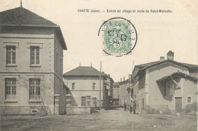 CPA FRANCE 38 " Chatte, Entrée du village et Route de St Marcellin"