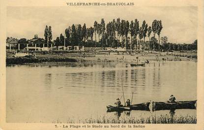 CPA FRANCE 69 " Villefranche en Beaujolais, La plage et le stade au bord de la Saône"