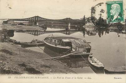 CPA FRANCE 69 " Villefranche sur Saône, Le Pont de Frans et la Saône"