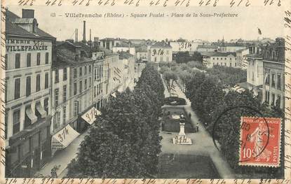 CPA FRANCE 69 " Villefranche sur Saône, Square Poulet, Place de la Sous- Préfecture"