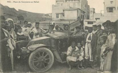 CPA MAROC "Fez, place du commerce au Mellah" / JUDAICA