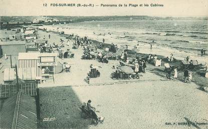 CPA FRANCE 13 " Fos sur Mer, Panorama de la plage et les cabines"