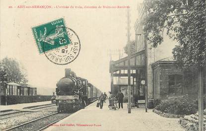 CPA FRANCE 89 " Aisy sur Armançon, L'arrivée du train". / TRAIN