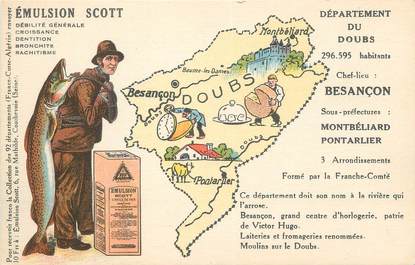 CPA FRANCE 25 " Carte géographique du Doubs"