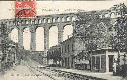 CPA FRANCE 13 " Roquefavour, La gare et l'aqueduc"