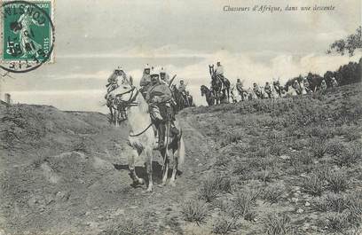 CPA ALGERIE "Chasseurs d'Afrique dans une descente"/ GEISER