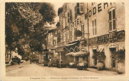 CPA FRANCE 83 "Lorgues, Boulevard Georges Clémenceau et Hôtel Moderne"