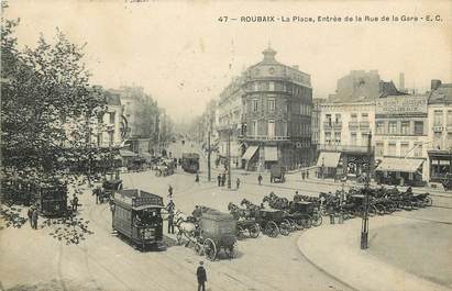 CPA FRANCE 59 "Roubaix, La Place, rue de la Gare"